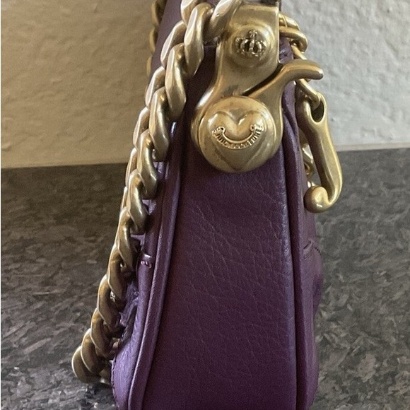 Vintage Juicy Couture Purple and Gold Shoulder Bag with Chain Detail - Picture 3 of 5